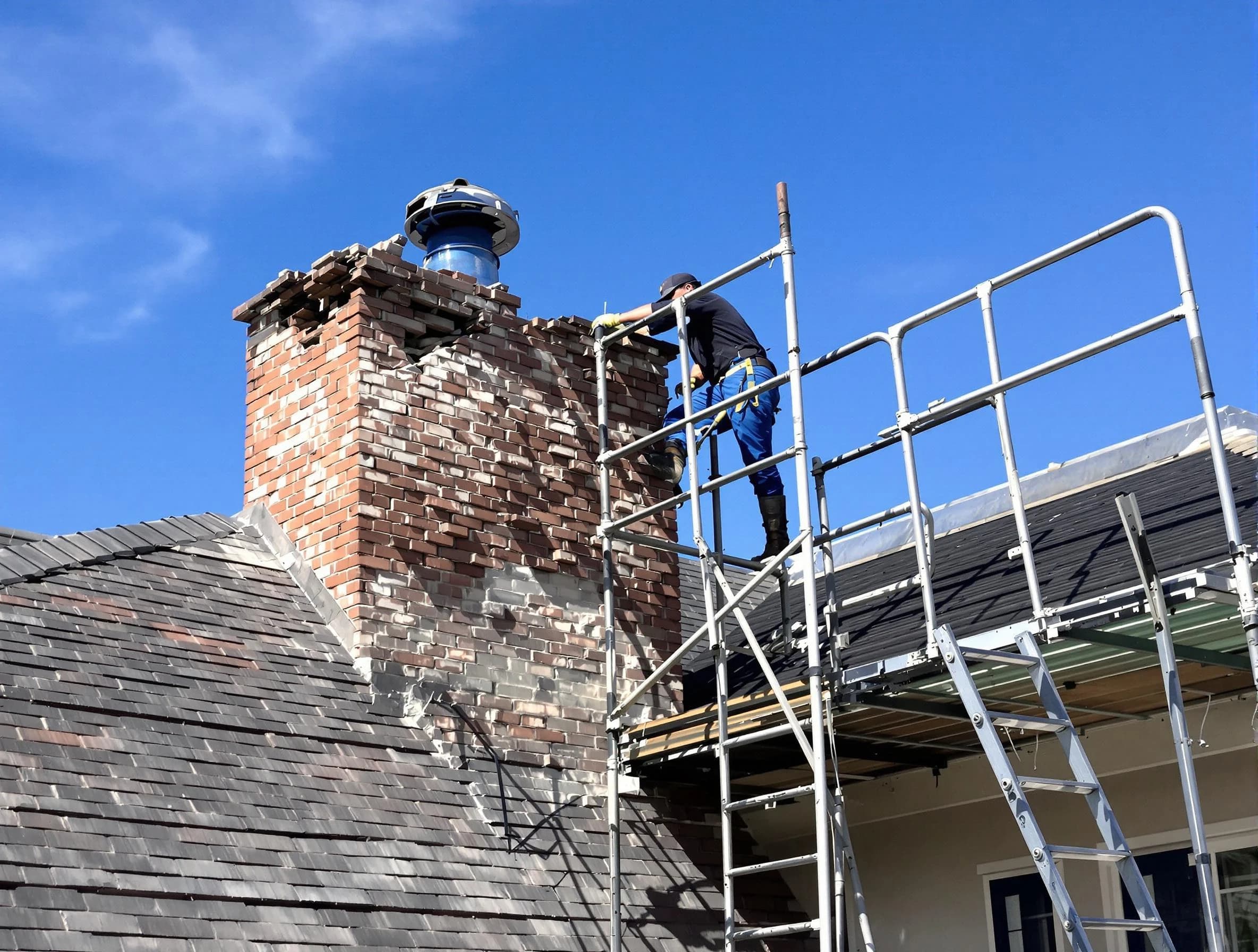 Rebuilding a chimney structure by Carnot-Moon Chimney Sweep in Carnot-Moon, PA