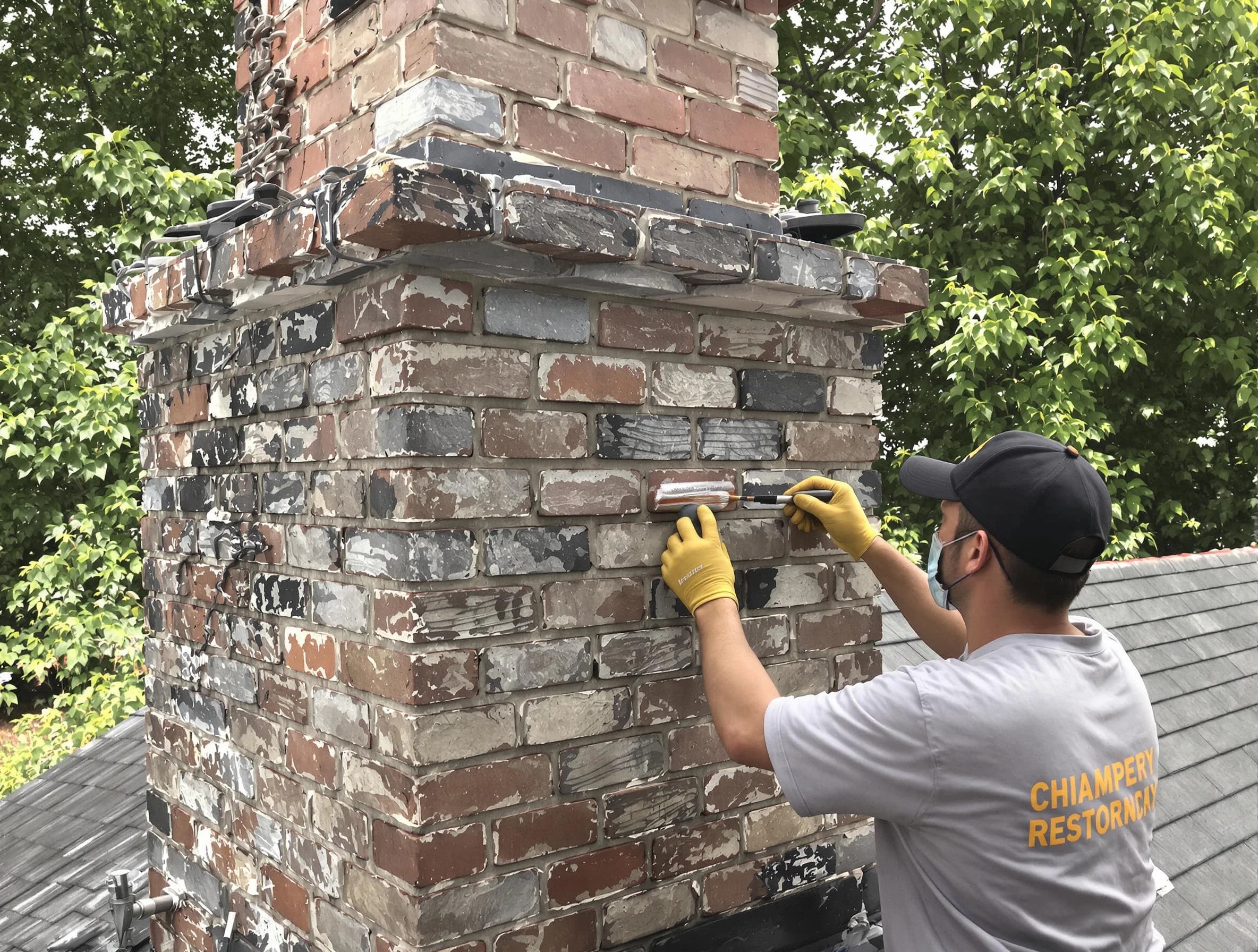 In-progress chimney restoration by Carnot-Moon Chimney Sweep in Carnot-Moon, PA