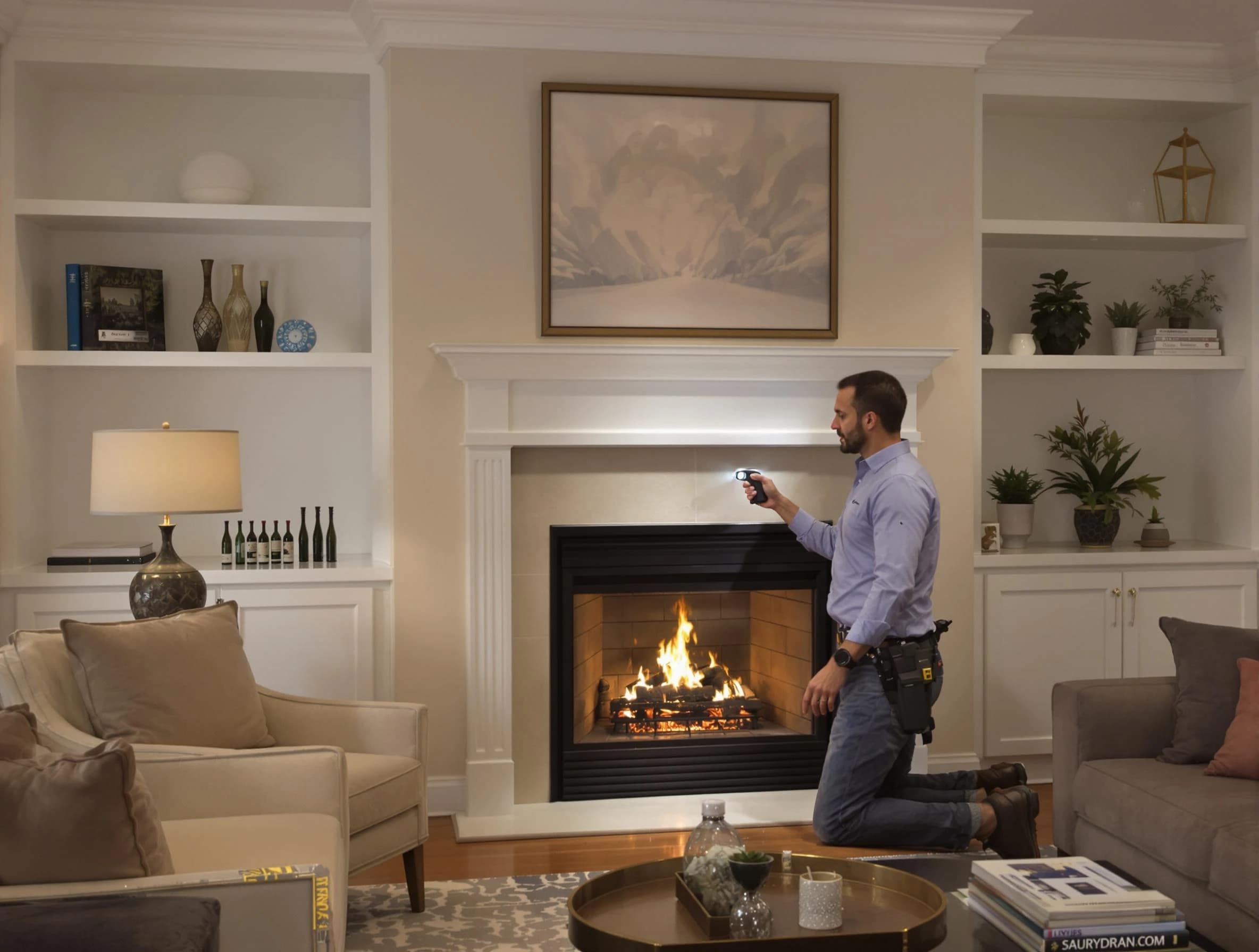 Carnot-Moon Chimney Sweep conducting a fireplace safety inspection in Carnot-Moon, PA