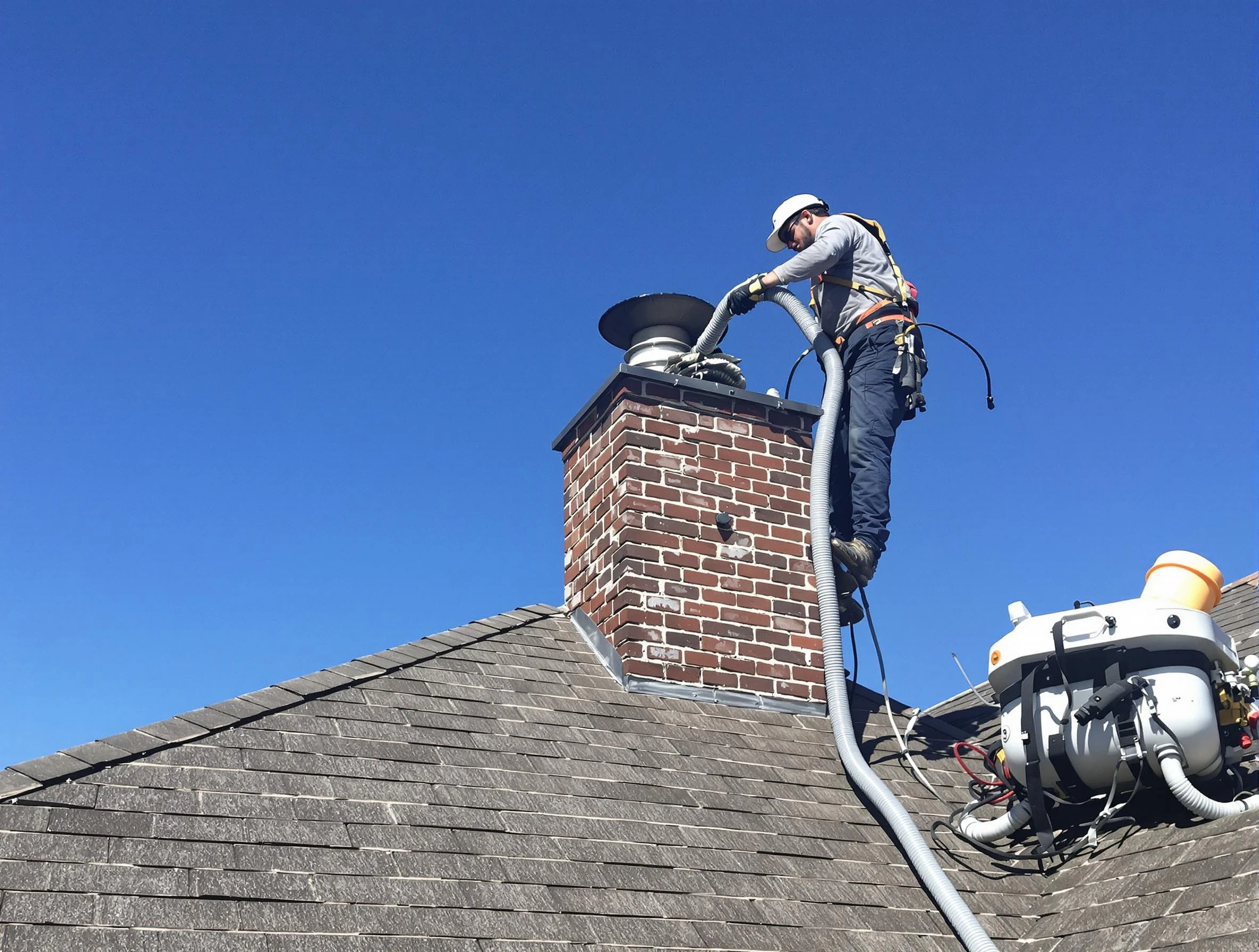Dedicated Carnot-Moon Chimney Sweep team member cleaning a chimney in Carnot-Moon, PA