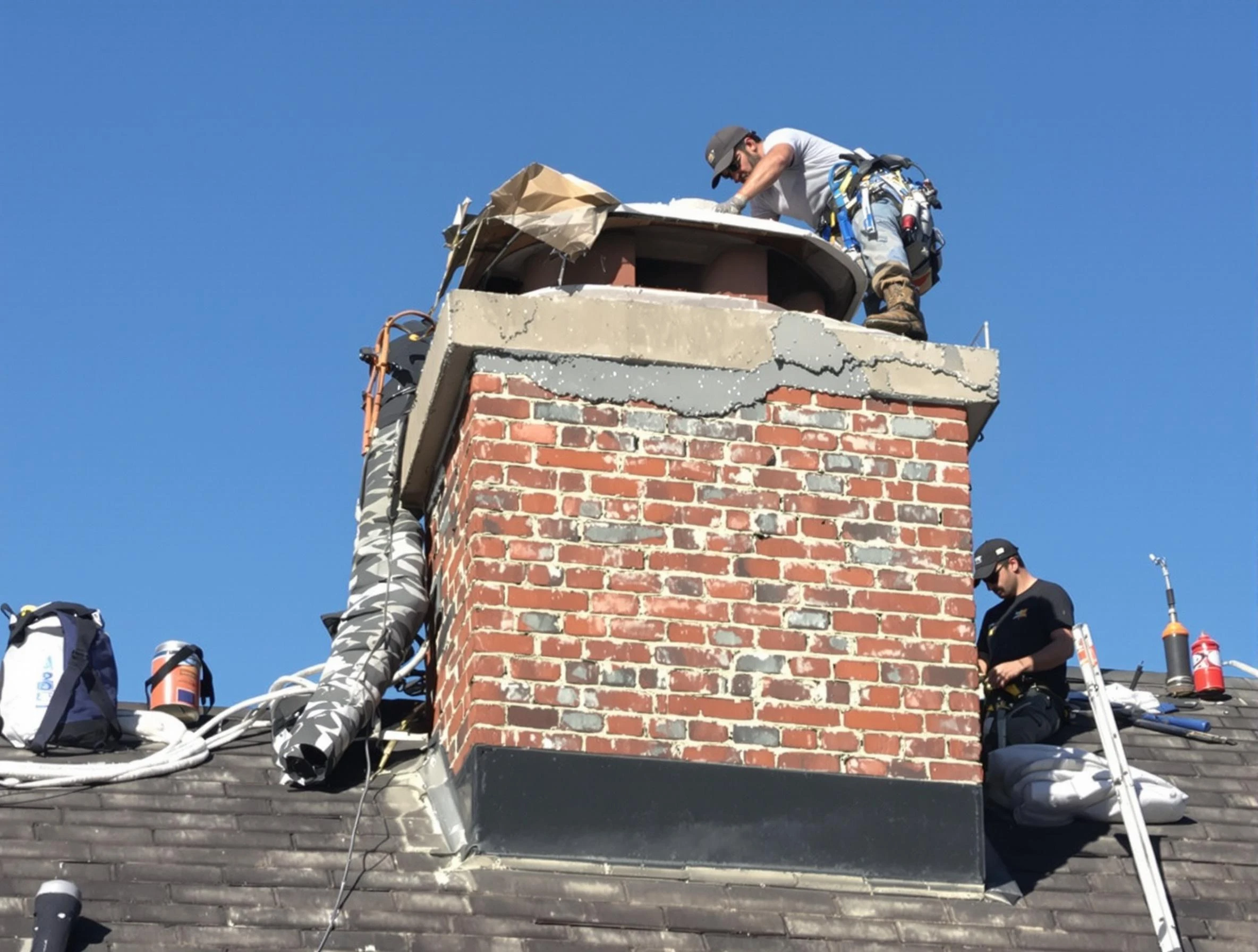 Carnot-Moon Chimney Sweep installing a custom chimney crown in Carnot-Moon, PA