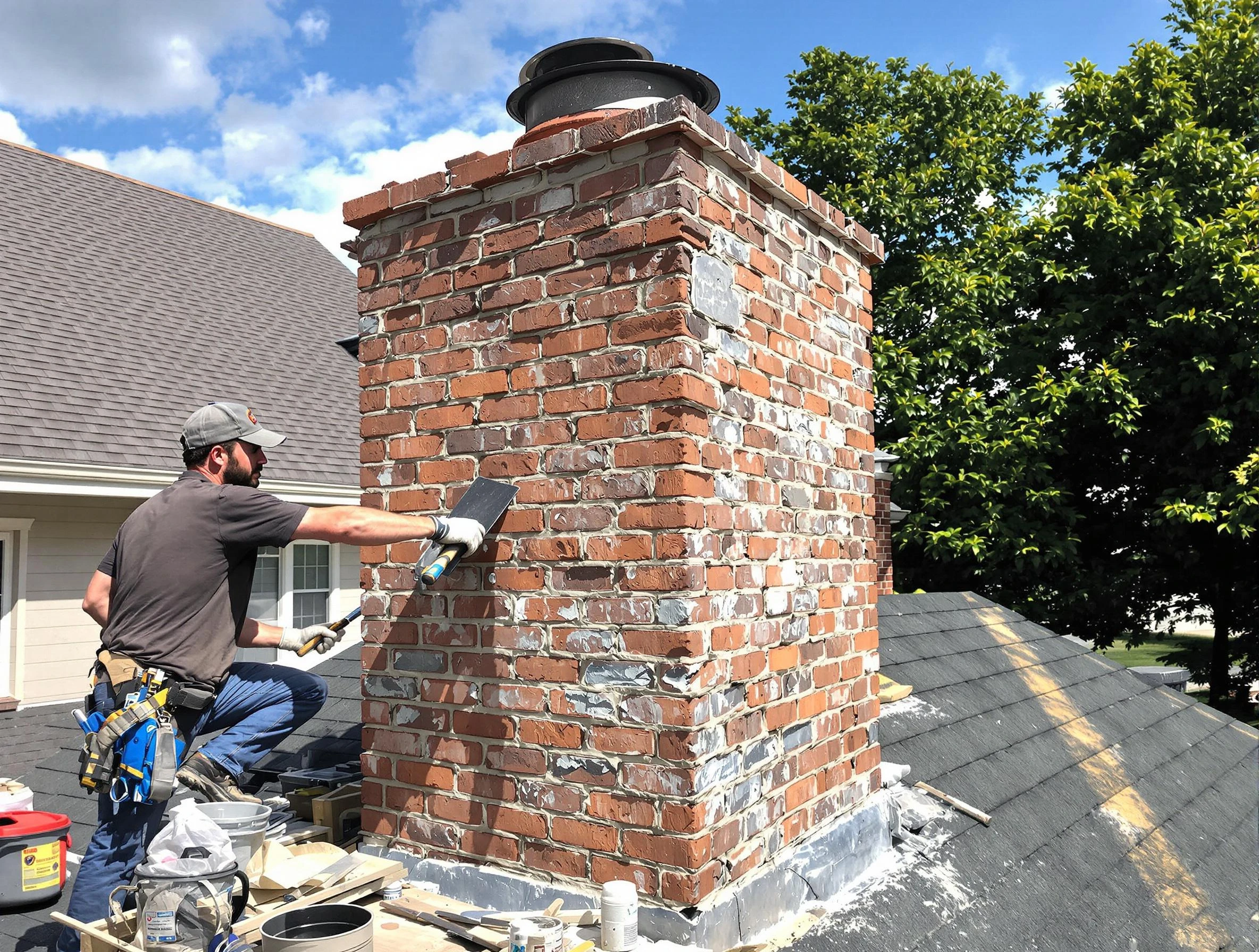 Completed chimney rebuild by Carnot-Moon Chimney Sweep in Carnot-Moon, PA