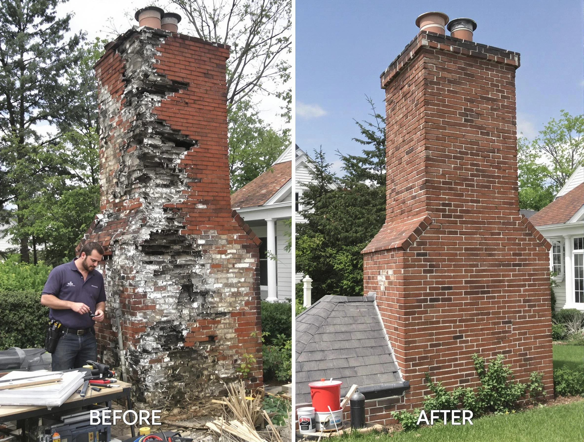 Carnot-Moon Chimney Sweep performing a full chimney restoration in Carnot-Moon, PA