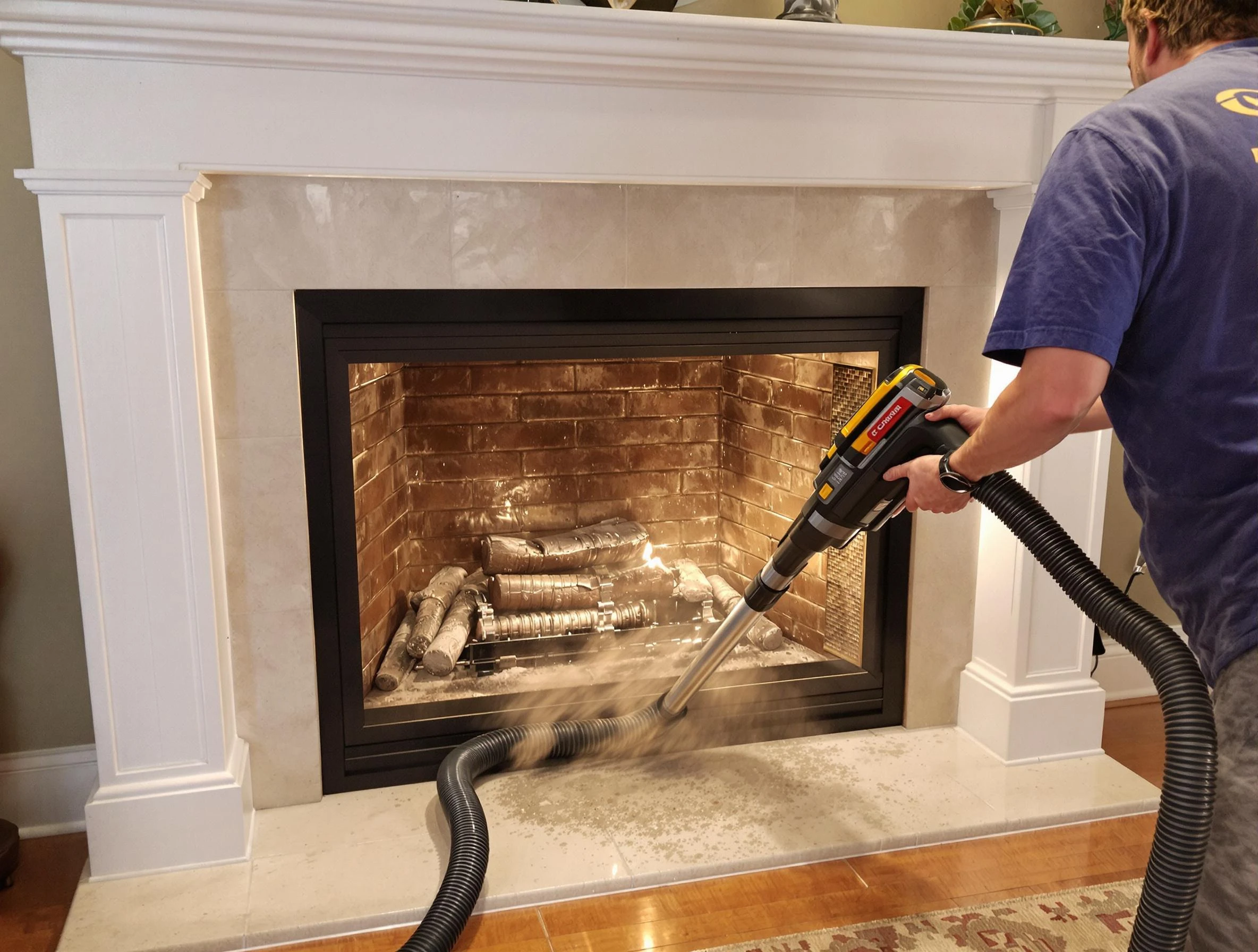 Fireplace cleaning performed by Carnot-Moon Chimney Sweep in Carnot-Moon, PA